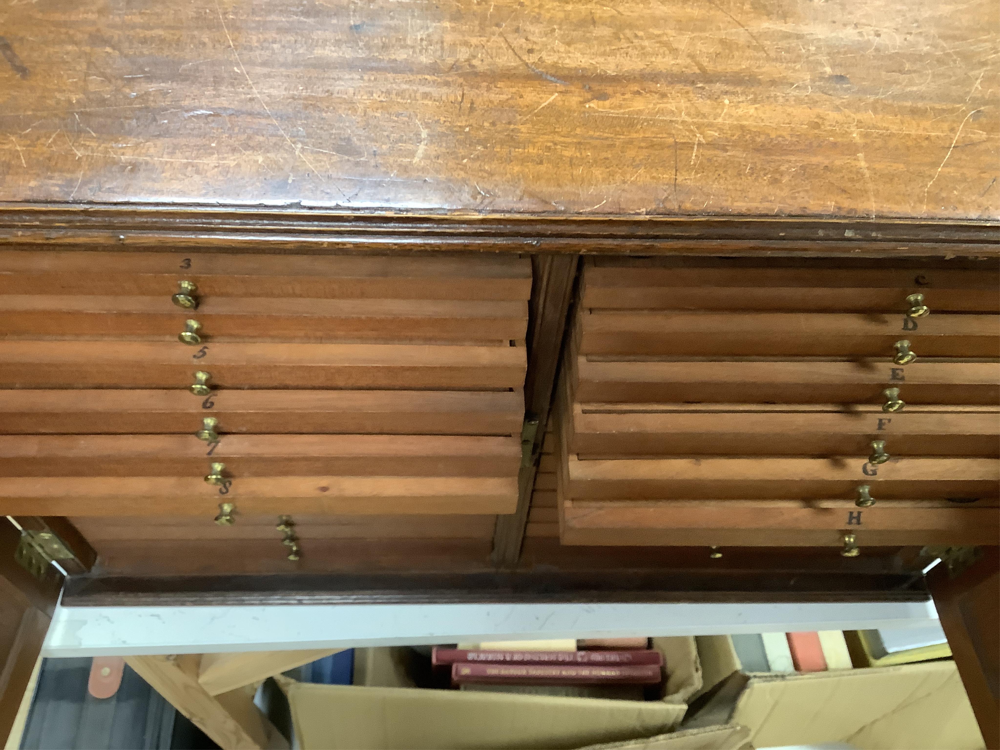 A 19th century mahogany coin collector’s cabinet, 62cm wide